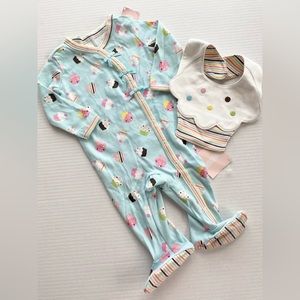Gymboree Cupcake 🧁 Cutie bib and pajamas 3-6M NEW NWT set